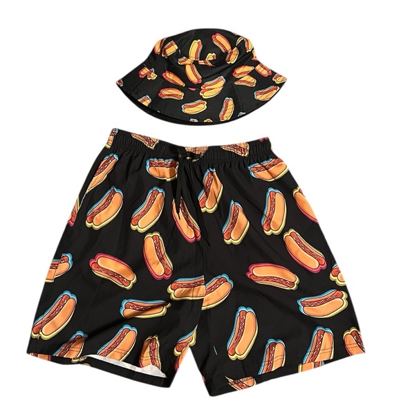 Hot Dog Print Shirt, Shorts, and Bucket Hat Set Men’s Medium - Picture 7 of 8